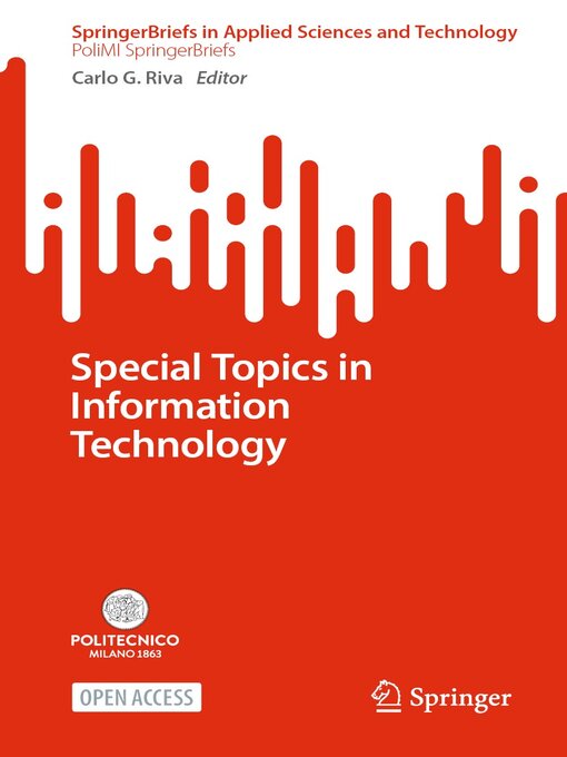 Title details for Special Topics in Information Technology by Carlo G. Riva - Available